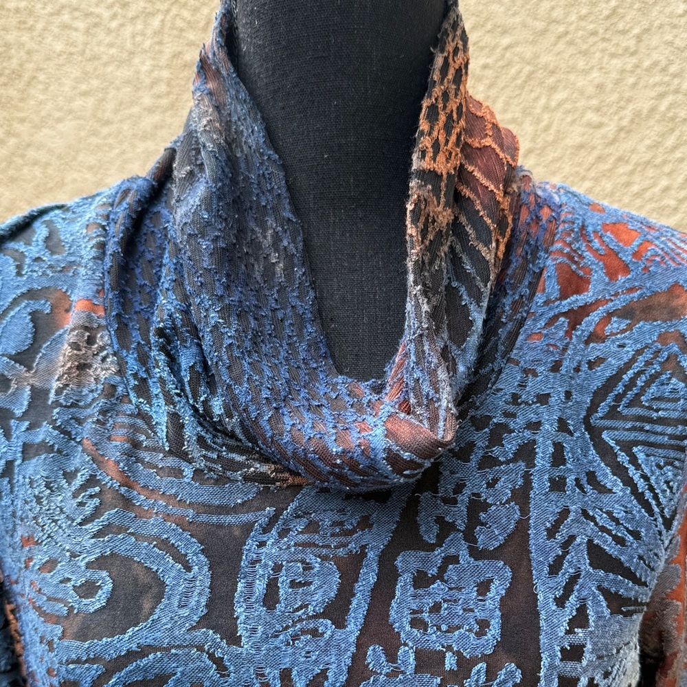 Adore Blue and Orange Cowl Neck Top